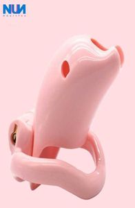 Nuun dolfijn mannelijke kooi seksspeeltjes voor mannen penis slot kooi roze kleur gebogen snapring lange cage11cm 2104089671156