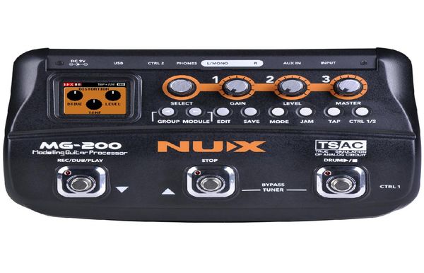 Nux MG200 Procesador de guitarra Multi Guitar Effect Pedal 55 Efectos 70 segundos Guitarra de guitarra Looper Drum Machine 2402853