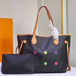 NVF Sac fourre-tout Sacs de créateurs Logo coloré Totes Femmes Portefeuille En Cuir Messenger Brown Shopping Épaule Sac À Main Dame Grande Capacité 240115