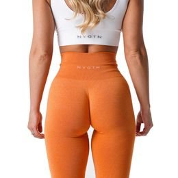 NVGTN – Leggings sans couture mouchetés Orange brûlé pour femmes, pantalons de Yoga taille haute, froissés, collants élastiques de levage des fesses, 240102