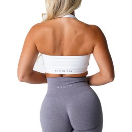 NVGTN Grenzeloos Geribbelde Naadloze Halter Bh Spandex Vrouw Fitness Elastisch Ademend Borstvergroting Vrijetijdsbesteding Sportondergoed 240115