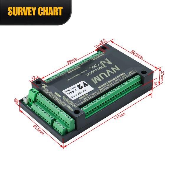 NVUM Mach3 Controller Carte Support Stepper and Servo Motor 200KHz avec canal MPG 4axis 5axis 6 axe USB ou Ethernet