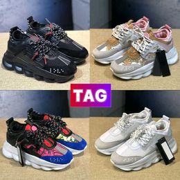 NW 2024 Italie de haute qualité décontractée shos Hight Vercace Chain Reaction Snakrs Black Rd Whit Pink Multi-Color Sud Luxury MNS WOMNS Fashion Dsignr Ace Lac-Up 526