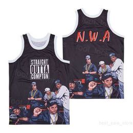 NWA Moive Camisetas de baloncesto STRAIGHT OUTTA COMPTON Jersey retro Equipo verde Transpirable Escuela secundaria Deportes Algodón puro Universidad HipHop Camisa bordada Película TOP