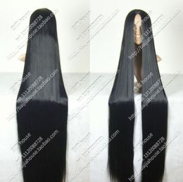 nwe wig cosplay wig 78'' 200 cm center part bang long black hair