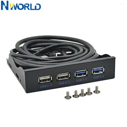 Norld 4 ports USB 2.0 3.0 Panneau avant Hub USB3.0 Adaptateur de support combo interne Splitter pour PC Desktop 3,5 pouces Bay