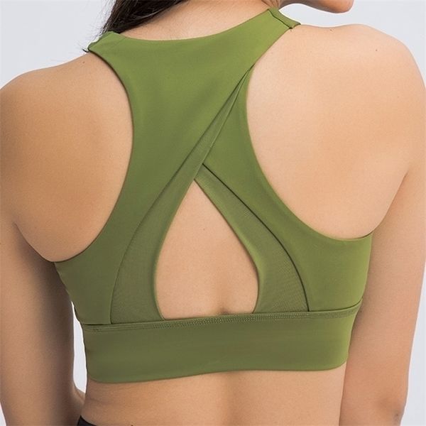 NWT – soutien-gorge Push Up à col haut pour femmes, haut de sport en Nylon doux à fort Impact, débardeur athlétique, 220318