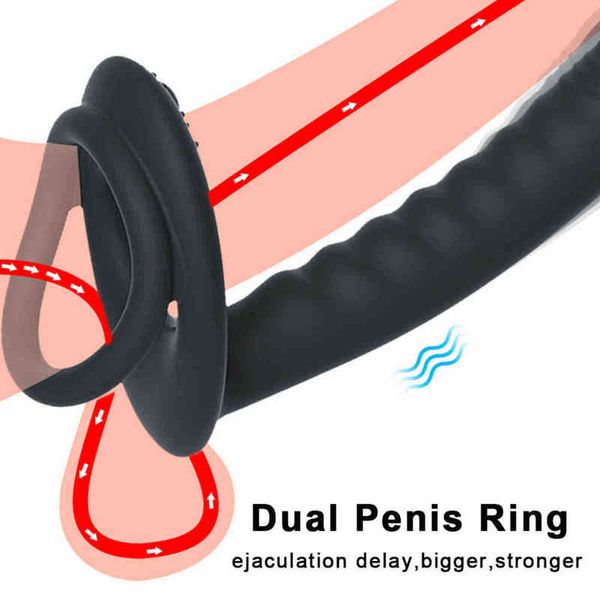 NXY Jouets pour adultes 10 Fréquence Double Pénétration Plug Anal Gode Butt Vibrator Pour Hommes Strap On Penis Vagin Adult Sex Toys Couples 1203