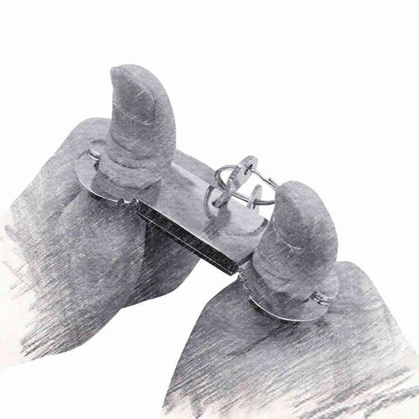 NXY Juguetes para adultos camaTech Puños de pulgar de acero inoxidable con llave Esposas de dedo ajustables Restricciones de dedo del pie con bloqueo de metal Juegos de tortura BDSM 1201