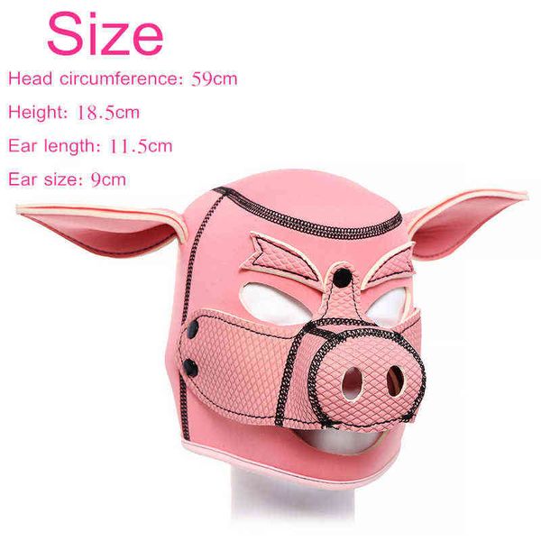 NXY Jouets pour adultes Chien Tête de cochon Capuche Caoutchouc Esclave Bondage Cochon Masque BDSM Capuche Adultes Sex Toys SM Flirter Jeux Puppy Play Hoods Pup Mask 1202