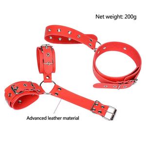 NXY Jouets pour adultes Menottes en cuir pour femme Collier de cou Dragonne Fétiche Bondage Sex toys érotiques Bdsm Jouet de retenue pour jeu de couple 1201