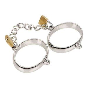 NXY volwassen speelgoed roestvrij staal halsband hand enkel manchetten afsluitbare ketting beugel fetter metalen pols manchetten terughoudendheid slaaf volwassen game seksspeeltjes 1202