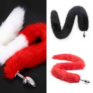 NXY Anal Toys 75cm Faux Fur Animal Long Fox Tail Stainless Staalilicone Butt Plug Stop Play Play Adult Game BDSM Bondage Sex 220510