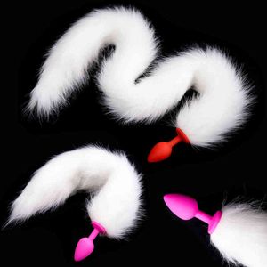 Nxy Anal Toys Bdsm Shortlong Fox Animal Tail Insert Stopper Sex Faux Fur Silicona Butt Anus Plug Parejas Juego de rol 220420