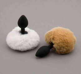 NXY Anale speeltjes Pluizig echt bont Bunny Tail Plug Metaal Siliconen Koppels Stopper Volwassen Rollenspel Anus Intimiteit Seks voor mannen vrouwen 12184279186