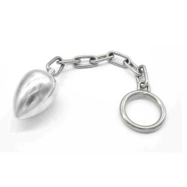 Nxy Anal Toys Métal Chaîne en acier inoxydable Anus Plug 40 45 50mm Anneau de pénis Ensemble Scrotum Bind Retard Éjaculation Grand Lavement Butt Érotique 220420