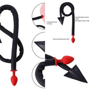 NXY Anal Toys Sex Black Devil Tail Adult Products Silicone Plug Whip Apparatus Butt Slave Cosplay Bondage SM Games 220506