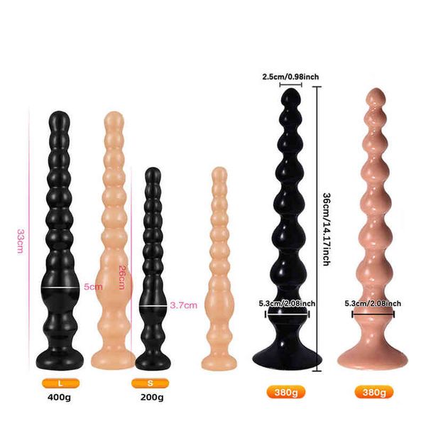 Nxy Anal Toys Sex Long Beads Suction Cup Dildo Big Butt Plug Dilatador Próstata Masajeador Marido Productos eróticos para adultos Hombres Mujeres Gay 220510