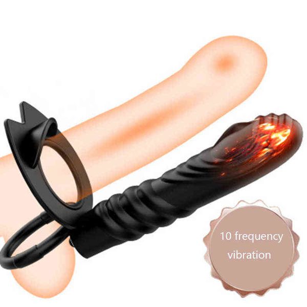 NXY Anal jouets Sex Shop nouveau Double pénétration Plug gode bout à bout vibrateur pour hommes sangle sur pénis vagin adultes jouets Couples 1125