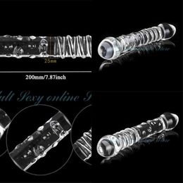 NXY Anal Toys Transparant Crystal Glass Vagina Massager Dual Head enorme dildo kont plug g spot stimulatie seks speelgoed voor koppels masturbator 220510