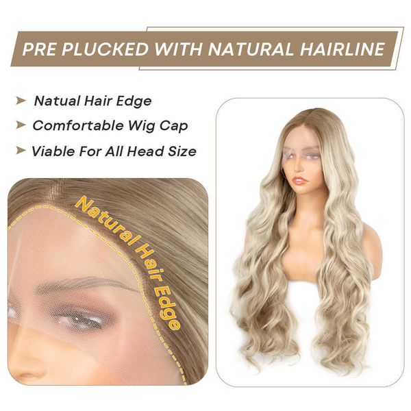 Nxy Ash Blonde Pelucas delanteras de encaje sintético 13x4 Body Wave rubio claro Pelucas delanteras de encaje para mujeres negras Pelucas de cosplay transparentes 230524