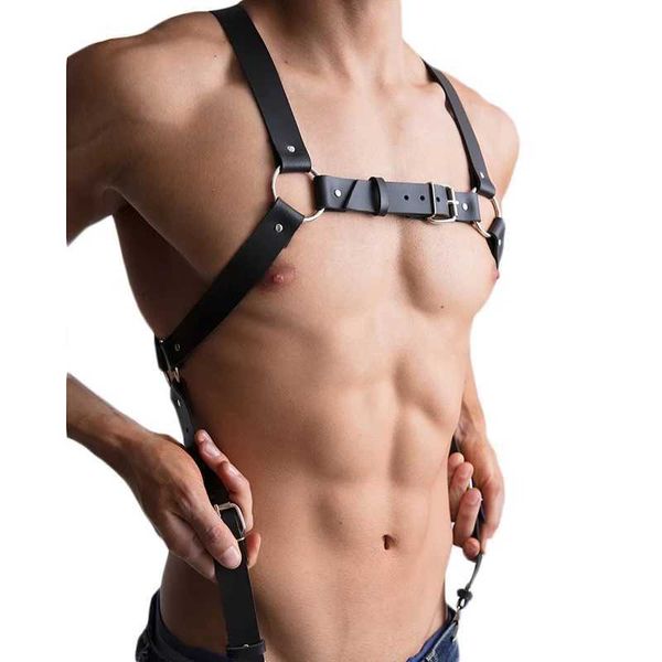 NXY BDSM – harnais de Lingerie Sexy pour hommes, réglable en cuir, ceinture d'épée de poitrine, Costume Punk noir, vêtements, accessoires sexuels