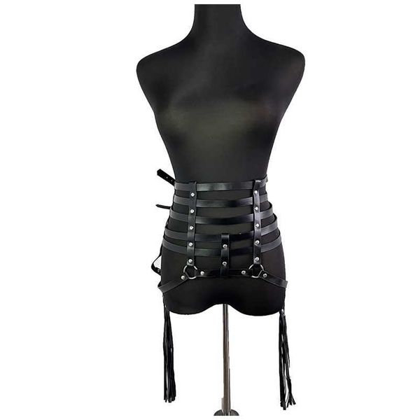 Nxy Bdsm nueva falda Sexy de cintura alta de cuero Pu con flecos y borlas cinturones ajustables accesorios de vestido Punk Rock para fiesta