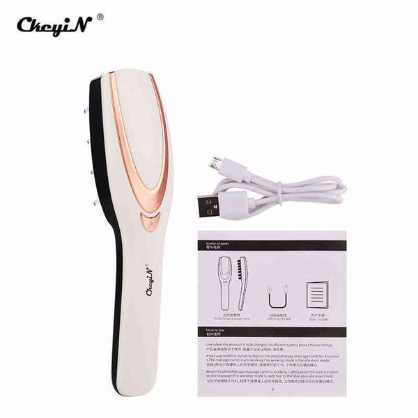 NXY Appareils de soins du visage 3 en 1 Laser électrique sans fil Croissance des rayons infrarouges Soins anti-perte de cheveux Tête de vibration Peigne de massage Masseur 0222