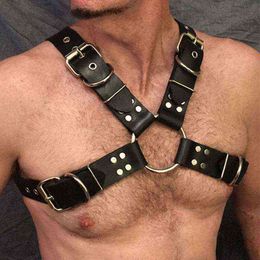 NXY Bondage Seksspeeltjes Voor Paren Mannen BDSM Mode PU Lederen Harnas Body Riem Verstelbare Borstbord Mannelijke Exotische Gotische Punk Halloween Kostuums 1211