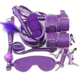 Nxy bondage sexlady handboeien whip kraag gag tepel klemmen klemmen touw bdsm set erotisch speelgoed voor paren vrouwen anale kontstekker 0418