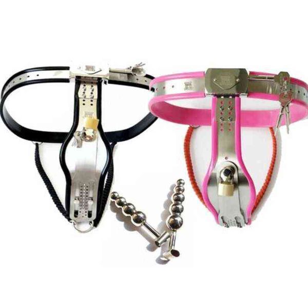 NXY Dispositivo de castidad Modelo femenino y Cinturón Pantalón ajustable con cerradura Juguete SM de acero inoxidable para mujer Posición sexual Pene Cn (origen) 1221