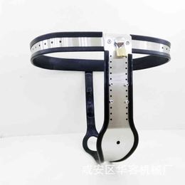 NXY dispositif de chasteté Huarong Lock l Anti déraillement complet creux en acier inoxydable pantalon fer sous-vêtements cadenas ceinture tête de pantalon 0416