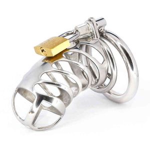 NXY Chastity Device Nxy Date Bdsm Fidèle Ceinture En Métal Fétiche Cock Cage avec Abstinence Verrouillable Pénis Spikes Anneau Adult Sex Toys12211221