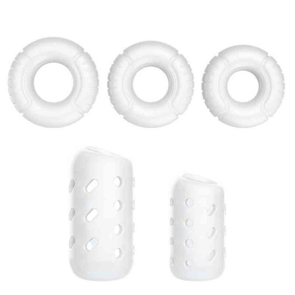 Nxy Chastity Devices 5pcs / set Prépuce Correction Cock Rings Dispositif Mâle Retarder L'éjaculation Réutilisable Pénis Extender Sex Toys pour Hommes 220829