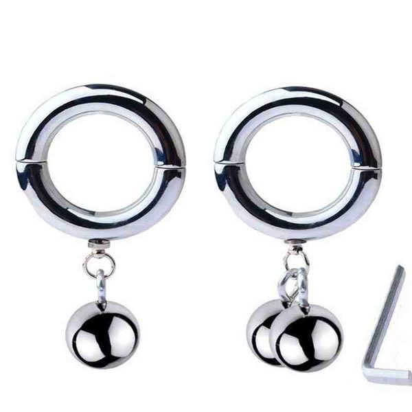 Nxy Chastity Devices Metal Cock Ring Clamp Juguetes sexuales para adultos Dispositivo masculino Heavy Ball Pendent Lock Scrotum Testicle Camilla Hombres Gay Pene 220829