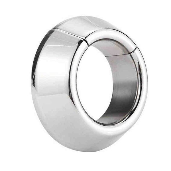 Nxy Dispositivos de castidad Imán de metal Anillos para el pene Dispositivo de entrenamiento masculino Anillo de gallo de acero inoxidable Dick Scrotum Bdsm Juguetes sexuales para hombres Camilla 220829