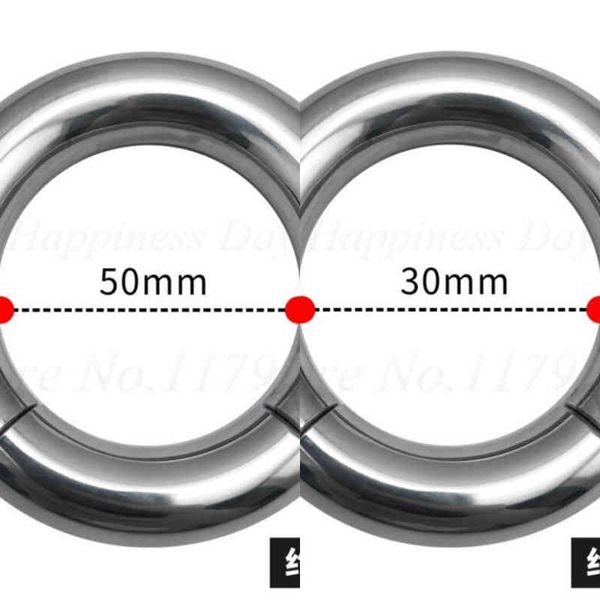 Nxy Cockrings 304 Acier Inoxydable Heavy Duty Mâle Boule Magnétique Scrotum Civière Pénis Cock Lock Anneau Retarder L'éjaculation Bdsm Sex Toy pour Homme 0215