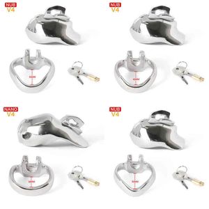 NXY COCKRINGS 5 SIZE HT-V4 PENIS CAGE RAAMLOSS STAAL VERLOCHTeerbare Lock Metal Ring Chastity Sex Toys for Men 220108
