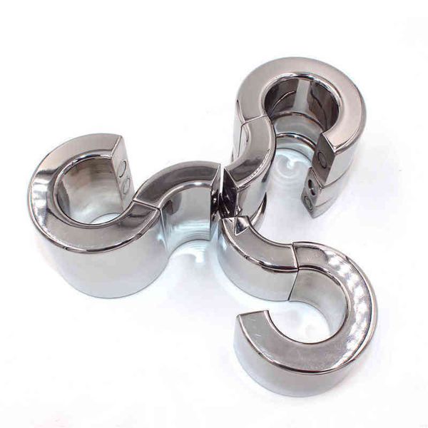 NXY Cockrings Cerradura magnética metal escrotal colgante bola camilla testicular peso anillo restricción acero inoxidable pene masculino juguete sexual 220106