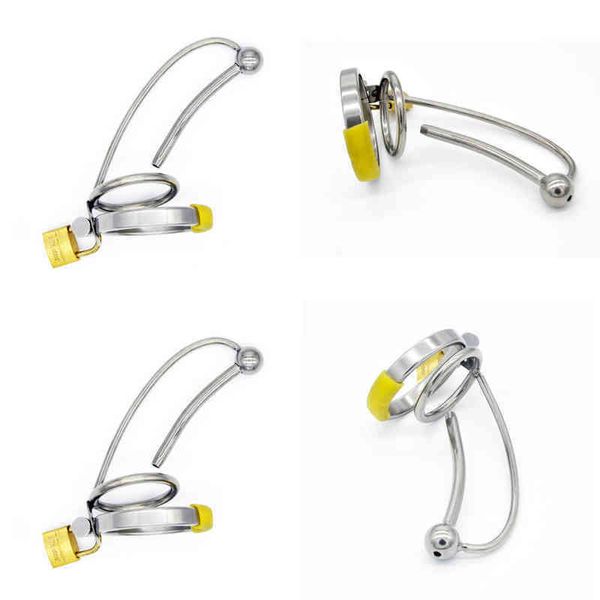 Nxy Cockrings Male Urethral Sound Lock in Chastity Device 4 Anneaux Taille Fetish Metal Sex Toy Cathéter Insertion Cage pour Hommes G103 220108