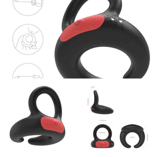 Nxy Cockrings Silicone Vibrant Pénis Anneau Mâle Chasteté Cage Cock Vibrateur Télécommande Stimulation Clitoridienne Sex Toys pour Homme 220505