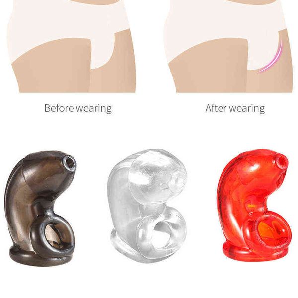 Nxy Cockrings Doux Male Chastity Cages Cock Rings Sex Toys pour Hommes Delay Time Scrotum Stretcher Petit Appareil Intimate Goods 220505