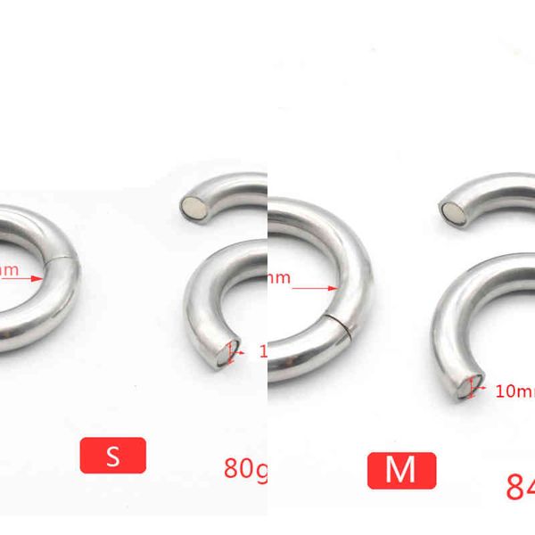 NXY Cockrings Anillo de pene de acero inoxidable Camilla de bola Retraso Duradero Metal Cock Escroto Restricción Testicular Juguetes sexuales para hombres 3 tamaños 0214