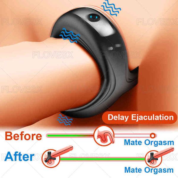 Nxy Cockrings Vibrant Cock Ring Cockring Retarder L'éjaculation Anneaux De Pénis Cage De Chasteté Masculine Couple Penisring Vibrateur Sex Toys Pour Hommes Adultes 220108