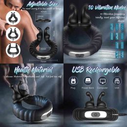 NXY COCKRINGS VIREEREN DUBELE PENIS RING DILDO Vibrator rekbare verstelbare lul langer harder seksspeelgoed voor mannen Prostaat Massager 220505