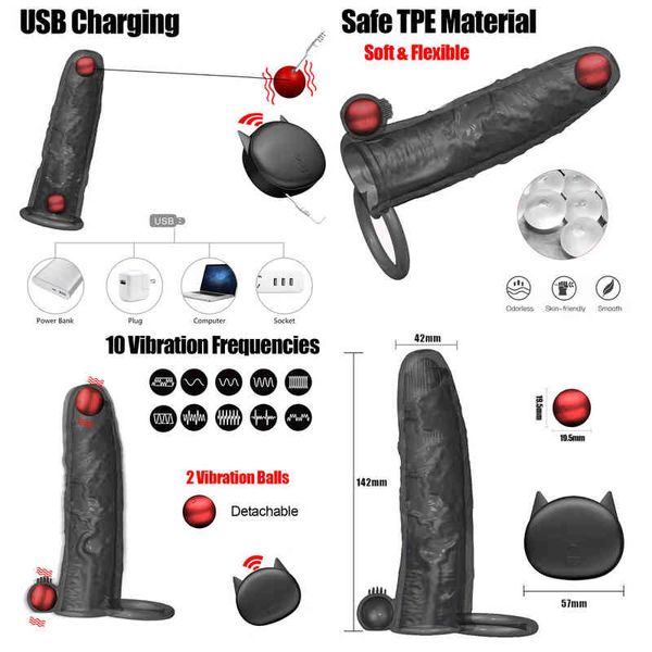 Nxy Cockrings Vibrator Penis Sleeve Adult Sex Toys pour Hommes Couples Masturbateur Vibrant Élargissement Réutilisable Dick Préservatif 220505