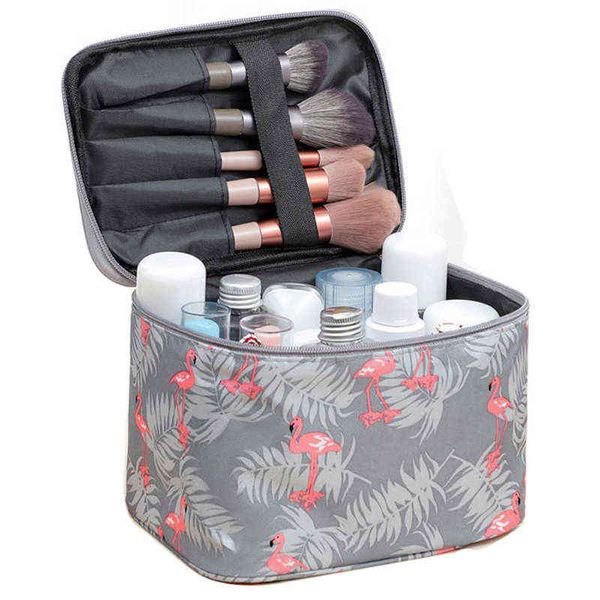 Nxy Bolsas de cosméticos Nuevo Flamingo Necessaire Organizador de viaje Caja de maquillaje Kit de aseo Lavado Inodoro Bolsa impermeable grande Zdh022 220303