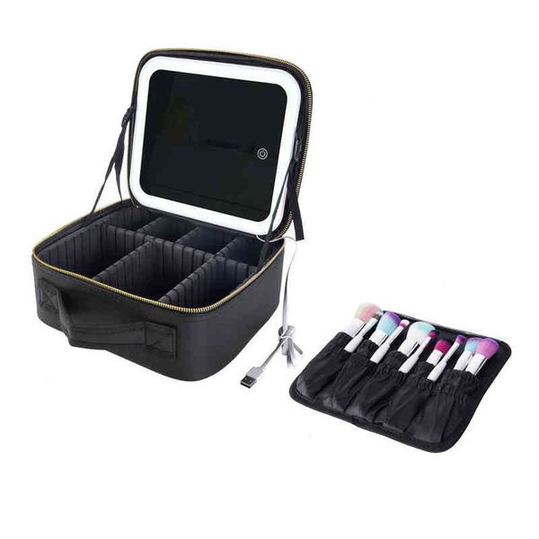 NXY sacs à cosmétiques nouvelle trousse de maquillage de voyage étuis de vanité eva avec miroir led 3 lumières 220118309F