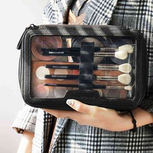 NXY Cosmetische tassen Rownyeon No MOQ PU Transparante Waterdichte PVC Set Make-up Case 220303