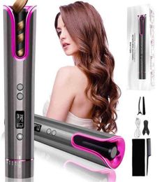 Nxy curling fers outils de cheveux professionnels portables sans fil de courtise automatique curling curler USB rechargeable avec l'écran LCD pour WO9529584